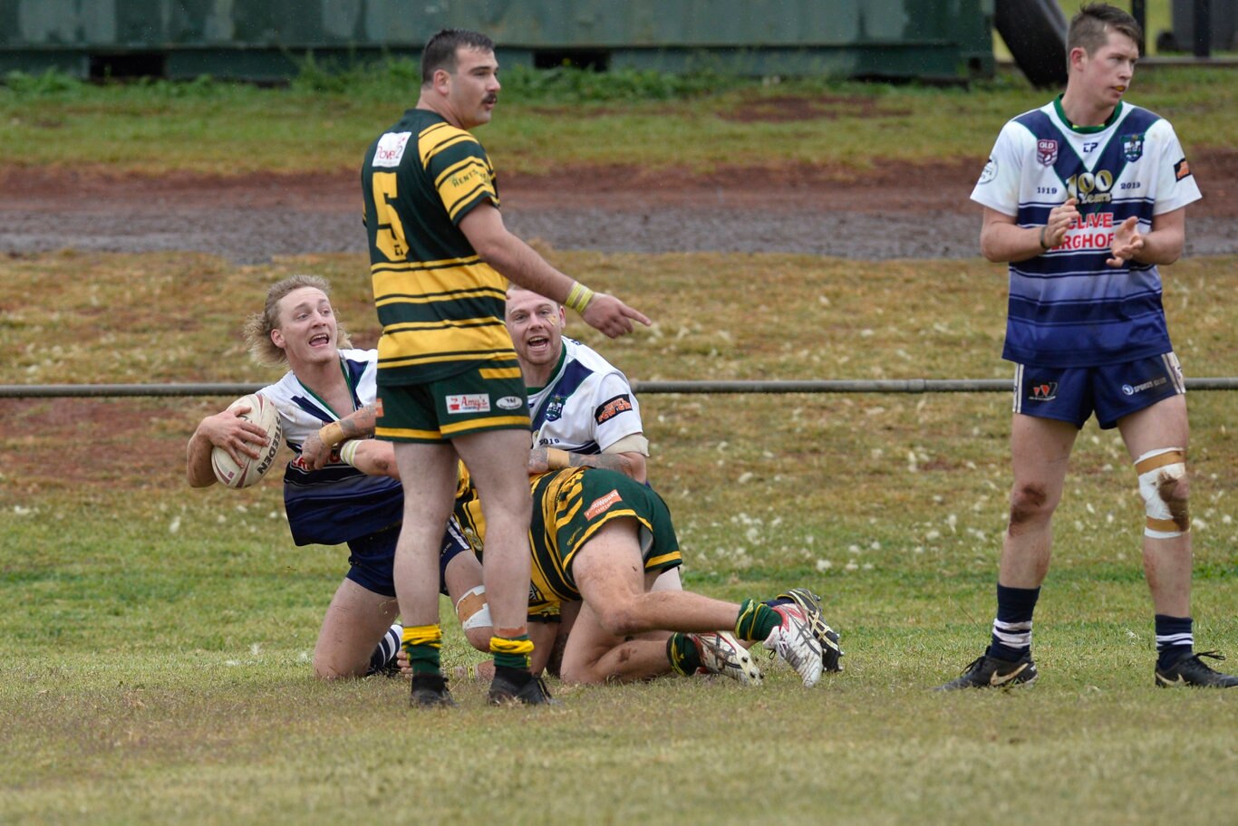 Jaren Bender unsuccessfully appeals a Brothers try against Wattles in TRL Premiership round nine rugby league at Glenholme Park, Sunday, June 2, 2019. Picture: Kevin Farmer