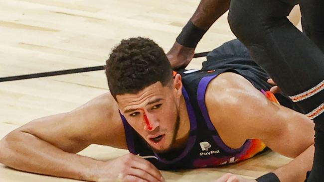 Phoenix Suns star Devin Booker was battered and bruised in their thrilling game two win against the LA Clippers. (Photo by Christian Petersen/Getty Images)