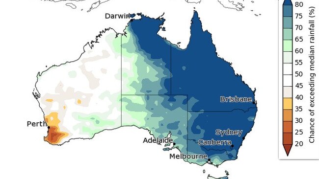 Chances of above median rain. Picture: BOM.