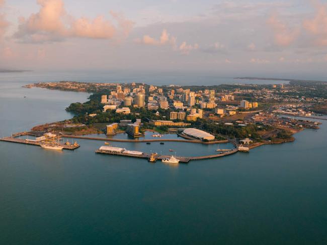 Darwin City Aerial Australia  at sunrise