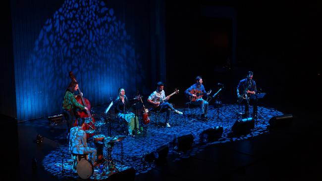 Ahmed Sadeghi with Sonya Holowell and the Eisan Ensemble performing in the Sydney Festival. Picture: Jacquie Manning