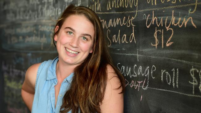 Local lives: Isabelle Miller and her partner, Luke Heiser, moved back to the country to open the Black Sheep Cafe in Corryong. Picture: Zoe Phillips