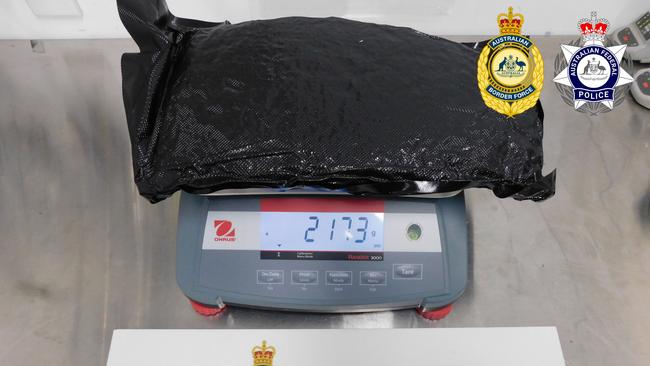 One of the 28 packages of drugs allegedly found in Sanchez’s luggage. Picture: AFP