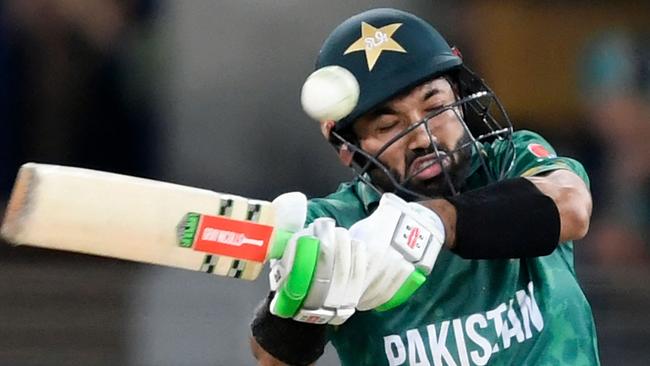 Pakistan’s Mohammad Rizwan plays a shot during the Twenty20 World Cup semi-final match against Australia. Picture: AFP