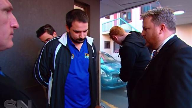 The married father after being arrested by police. Picture: Channel 7