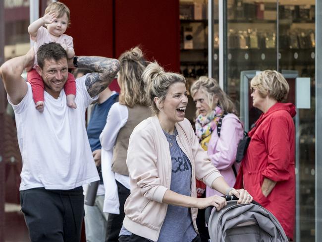 The Pattinsons looked like the model of a happy family spotted out and about in London. Picture: Ella Pellegrini