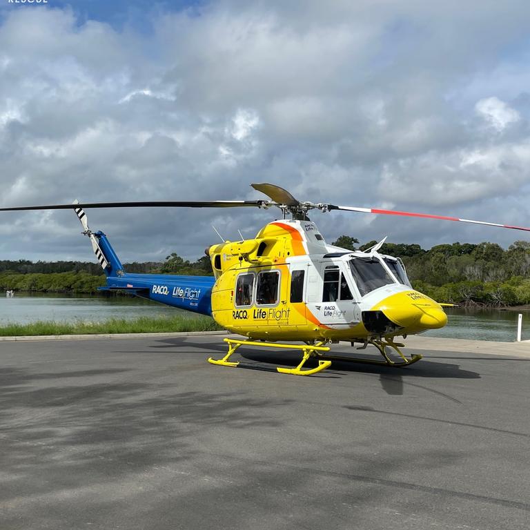 The man in his 70s was transported in a stable condition from Baffle Creek to Bundaberg Hospital. Picture: RACQ LifeFlight Rescue