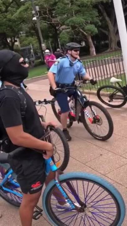 Cops join ride with kids on electric bikes