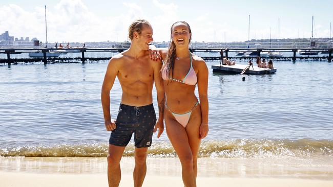 Siblings Chloe and Zach Forster are big fans of harbour swimming. Picture: Sam Ruttyn