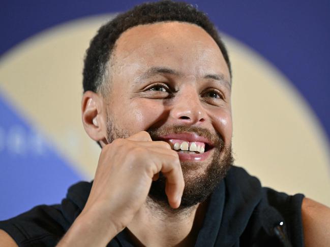 US basketball player Stephen Curry attends a press conference in Paris on July 25, 2024, ahead of the Paris 2024 Olympic Games. (Photo by Fabrice COFFRINI / AFP)