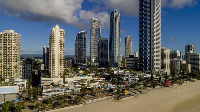 The Gold Coast’s most famous landmarks have been left empty as a result of COVID-19. Picture: Jerad Williams