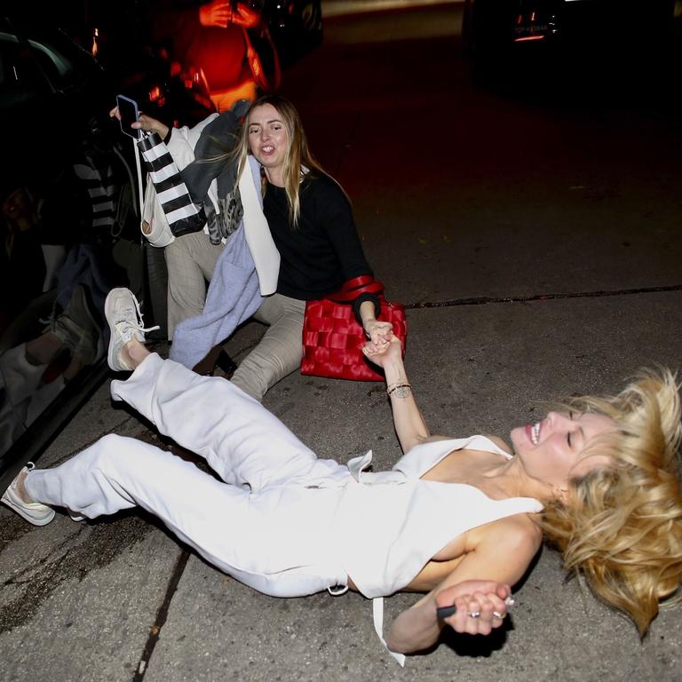 After falling flat on her back in front of photographers, Eastwood seemed fine after the embarrassing tumble. Picture: Roger / BACKGRID