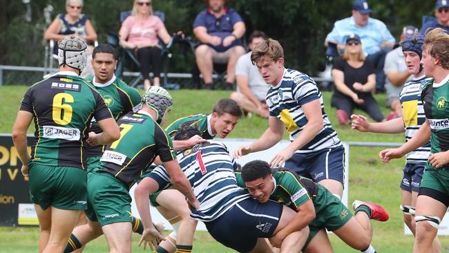 Action from the Colts 1 rugby union match between Brothers and Wests. Picture: Tertius Pickard