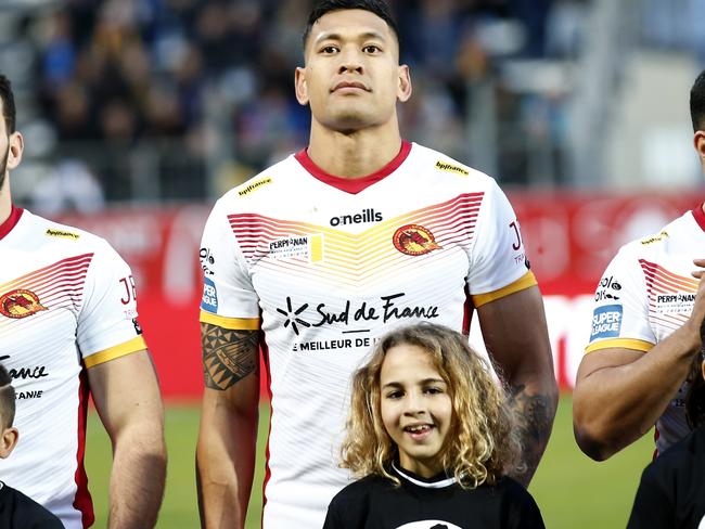 Folau waiting for the game to start. Picture: AP