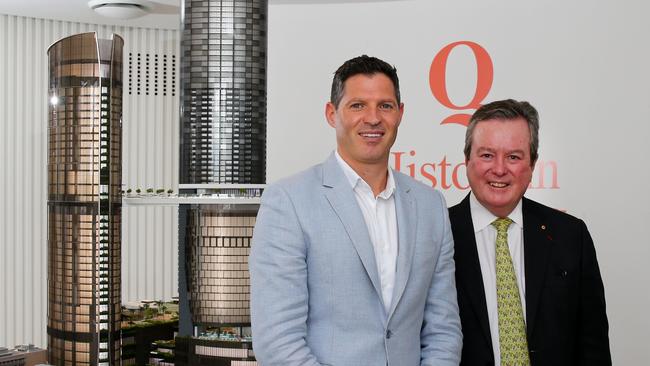 Bryce O'Connor (Head of Residential Sales) and John O'Neill, Chairman of The Star Entertainment Group. Picture: David Clark