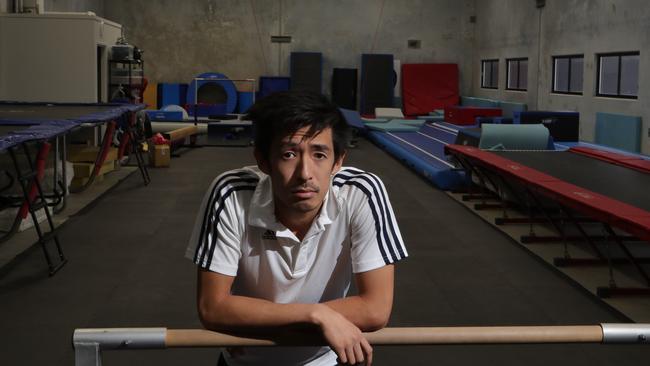 Wei Jun Lee, owner of Skybound Gymnastics, is having to close the doors of his club at Burleigh. This will mean zero income and he’s only been open less than a year. Picture: Glenn Hampson.
