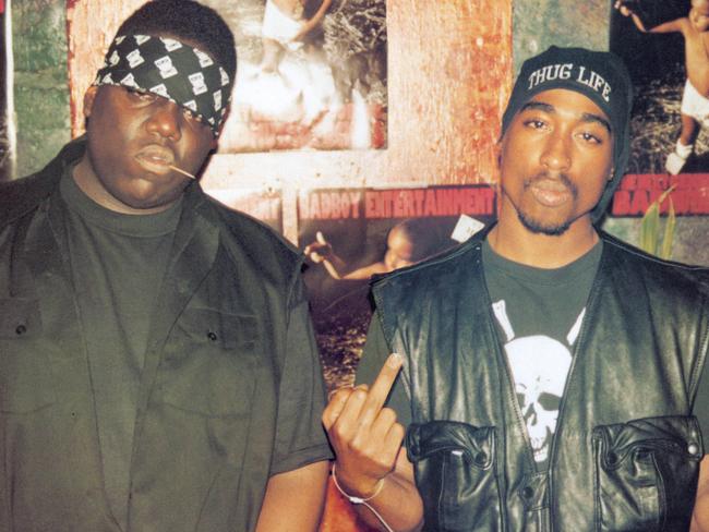 Rap singer rapper Biggie Smalls with Tupac Shakur.