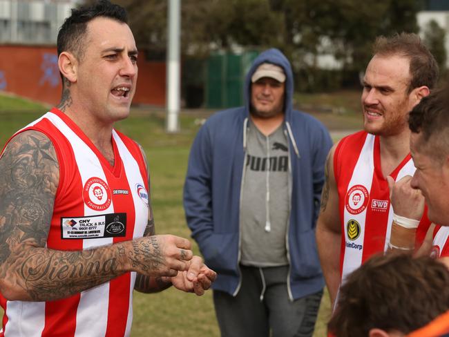 North Footscray coach Jonathan Miller calls the shots. Picture: Stuart Milligan