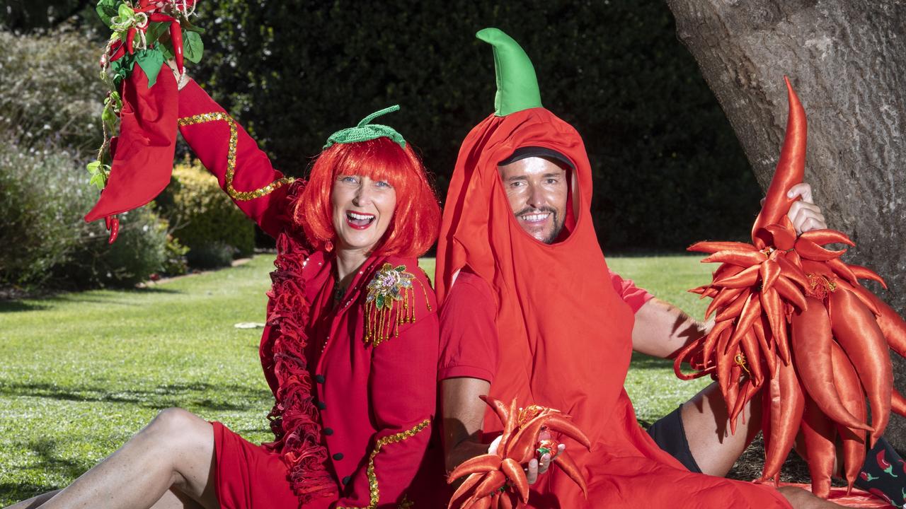 Madison Hebbard and Jason O'Connor are ready for the Murphy's Creek Chilli Festival. Thursday, March 17, 2022. Picture: Nev Madsen.