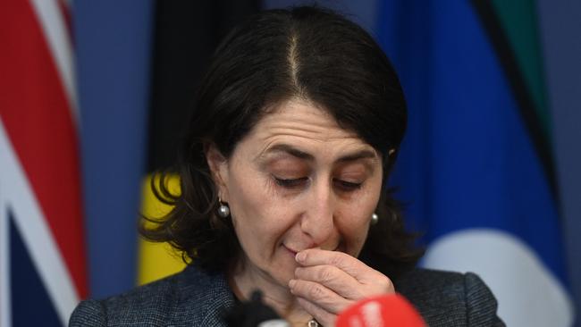 Gladys Berejiklian resigns in Sydney on Friday. Picture: NCA NewsWire/Jeremy Piper