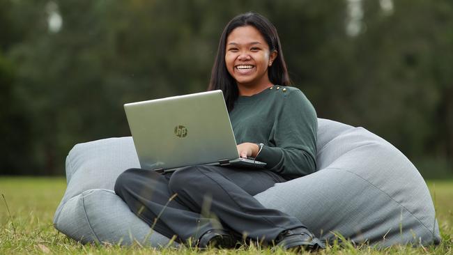 Tho Nguyen, from Cabramatta High School, could be one of the students to receive 30GB of internet access to complete her studies online. Picture: Justin Lloyd