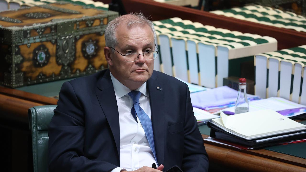 The spotlight has been put back on text messages between Scott Morrison and Emmanuel Macron. Picture: NCA NewsWire / Gary Ramage