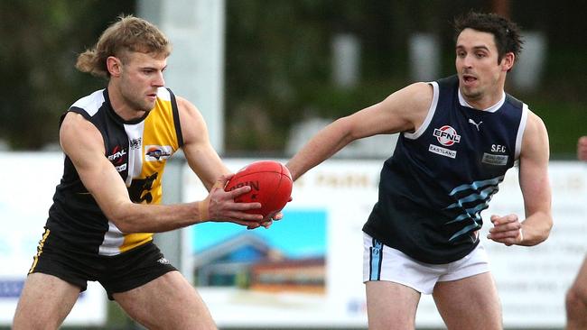 EFL: Chirnside Park’s Jimmy Wells on the run. Picture: Hamish Blair