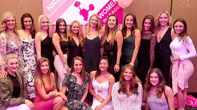 NRL cheerleaders gathered together to celebrate Women in League Round.