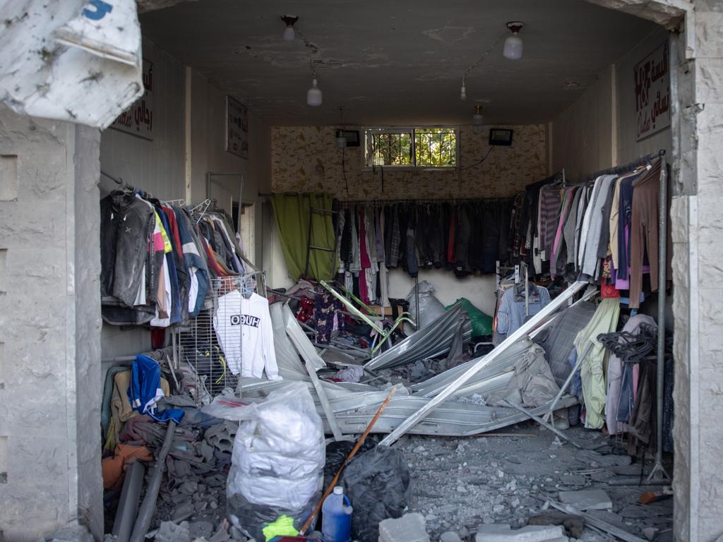 A shop destroyed in an Israeli strike is seen on August 24. Picture: Getty Images