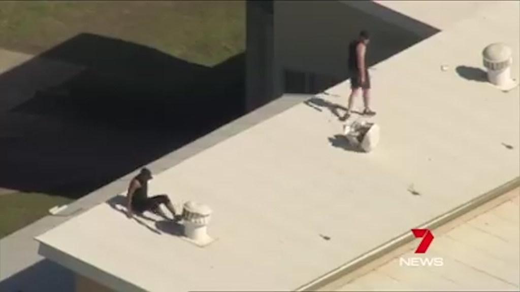 Young crims on the roof of the Cobham Juvenile Justice Centre. Courtesy: Seven News