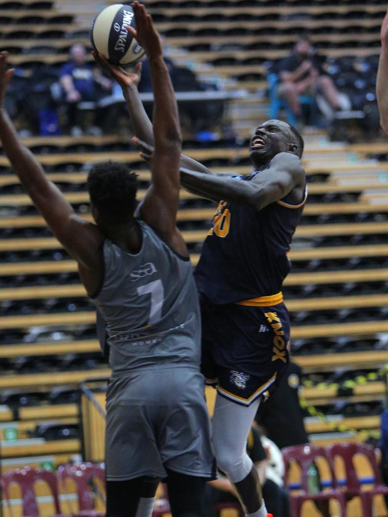 Bul Kuol during the Round 3 NBL1 South match between the Knox Raiders and the Albury-Wodonga Bandits at The State Basketball Centre on May 1, 2021, in Melbourne, Australia. (Photo by Peter Knight/Ian Knight Photography)