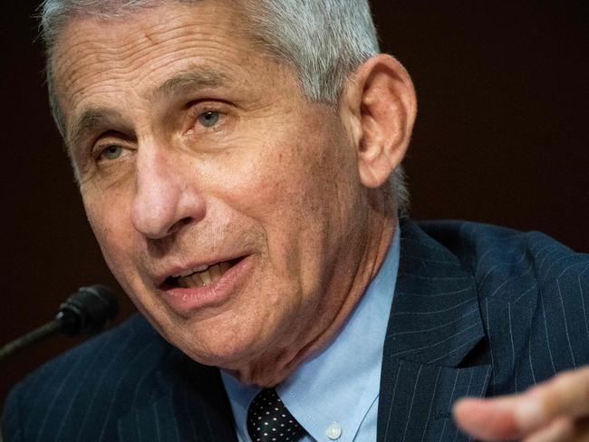 Anthony Fauci, director of the National Institute of Allergy and Infectious Diseases, speaks during a Senate Health, Education, Labor and Pensions Committee hearing. Picture: AFP.