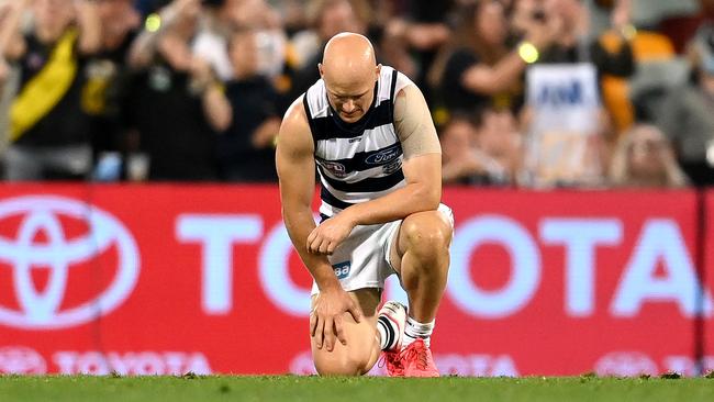 A dejected Gary Ablett pondering what might have been.