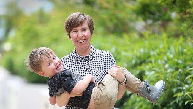 Bree Dunbar has found the light in life again after suffering severe antenatal depression and anxiety when pregnant with son Ari, now four years old. She received support at the Royal Women's Hospital. Picture: Alex Coppel.