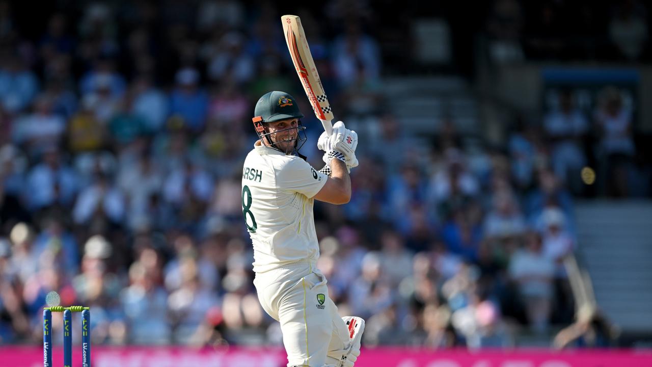 First innings centurion Mitchell Marsh holds the key for Autralia after successfully navigating his way to stumps. Picture: Getty