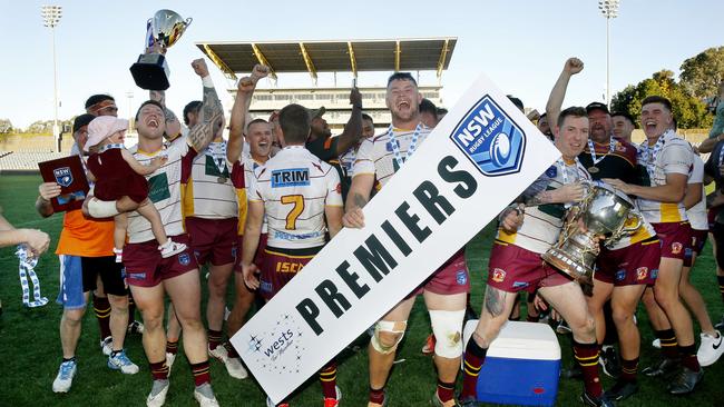 Thirlmere celebrate their 28-26 victory. Picture: John Appleyard