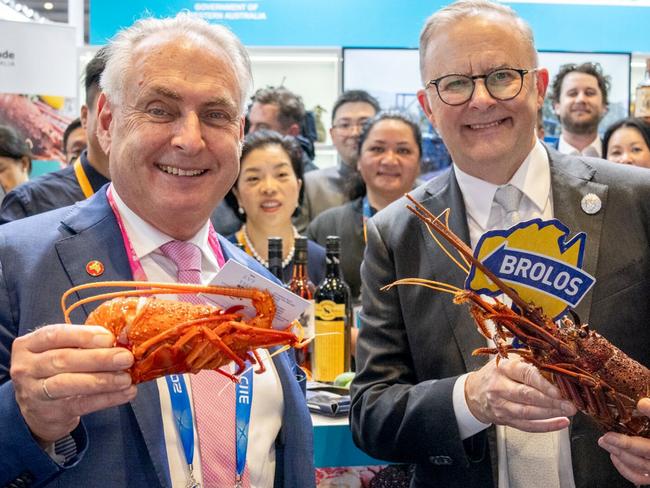 Australia’s Minister for Trade Don Farrell and Prime Minister Anthony Albanese visits the Australian stalls at China International Import Expo in Shanghai, China, Sunday, November 5, 2023. Anthony Albanese will hold talks in China with President Xi Jinping in the first visit to the Asian nation by a sitting prime minister since 2016. Picture - PMO/X