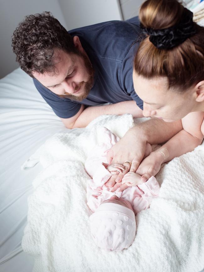 Danielle Mooney and Kevin Doyle with their baby daughter Roseanna, who was stillborn. Picture: Heartfelt Photography.