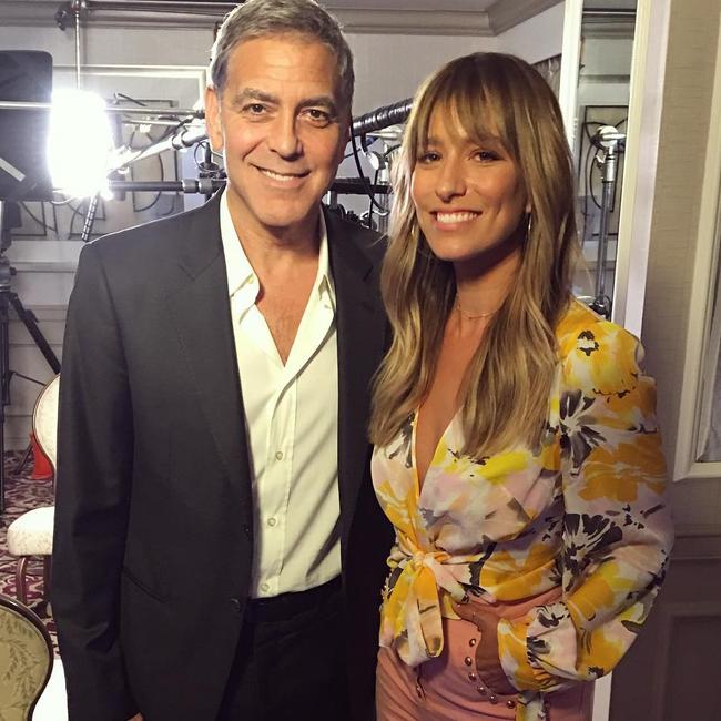 TV presenter Renee Bargh with George Clooney. Picture: Instagram