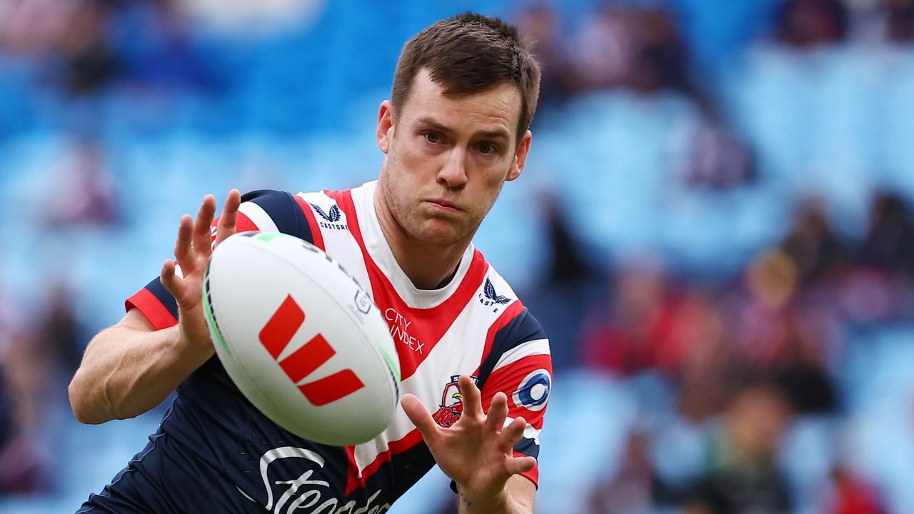 SYDNEY, AUSTRALIA - JUNE 02: Luke Keary of the Roosters warms up prior to the round 13 NRL match between Sydney Roosters and North Queensland Cowboys at Allianz Stadium, on June 02, 2024, in Sydney, Australia. (Photo by Jeremy Ng/Getty Images)