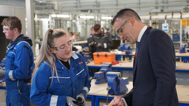 Premier Peter Malinauskas  at BAE Systems Submarines Academy for Skills and Knowledge at Barrow-in-Furness, United Kingdom. Picture: BAE SYSTEMS