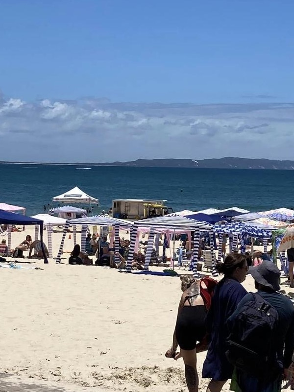 People have been leaving their cabanas at the beach and returning during peak times. Picture: Facebook