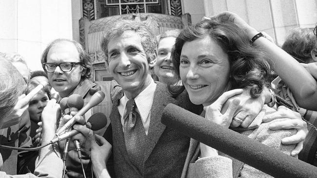 Daniel and Patricia Ellsberg celebrate after the charges against him were dropped in 1973. Picture: AP/WSJ