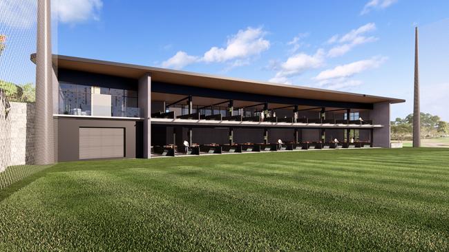 Renders for a new $5m driving range and mini-golf course with dining facilities at Prospect's Country Club Tasmania, occurring parallel to a $14m makeover of the existing 18-hole course and a 372-lot residential development. Picture: Supplied