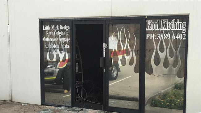 Police are investigating Koolsville Studios tattoo shop in North Brisbane after it was allegedly firebombed last night. Picture: Chris Clarke.