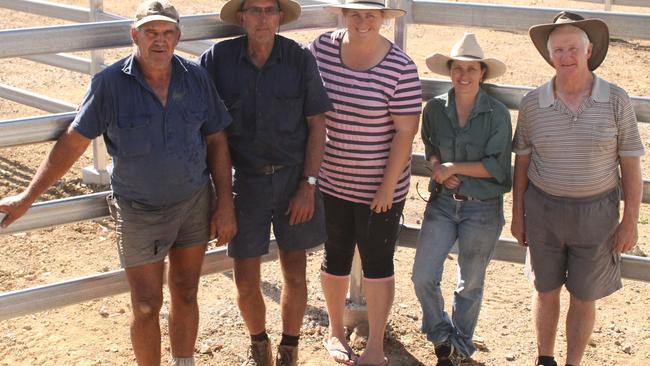 David Schulz (left), with Monto Showground committee members, Barry Mundt, Amana and Helen Goody and Barry. Photo: Anastassia Perets / Central and North Burnett Times