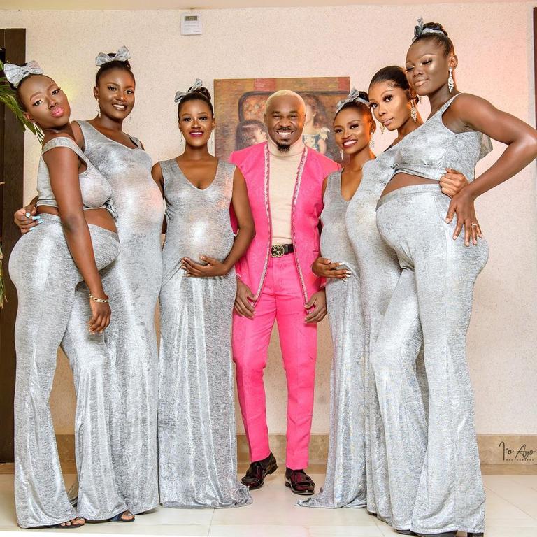 Mike Eze-Nwalie Nwogu, a Nigerian influencer known as Pretty Mike, caused a stir after showing up to a wedding with six pregnant women he claims are all carrying his babies. Picture: prettymikeoflagos/Instagram