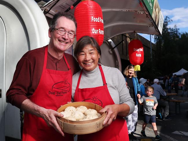 Deep End Farm’s Dave Rolph and Cassandra Huang who make the popular Taiwanese bao zi buns are retiring but will be at Salamanca Market one last time this weekend; Picture: Nikki Davis-Jones