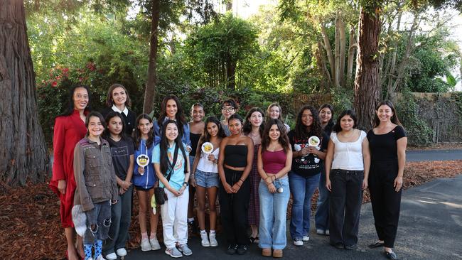 Dr. Stephanie J. Hull, Larissa May, Meghan Markle, The Duchess of Sussex and a group of tweens seen at Girls Inc. of Greater Santa Barbara on October 02, 2024 in Santa Barbara, California. Picture: Eric Charbonneau/The Archewell Foundation via Getty