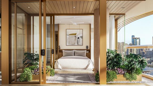 An artist's impression of one of the bedrooms in the luxury apartment development planned for West End. Image supplied.